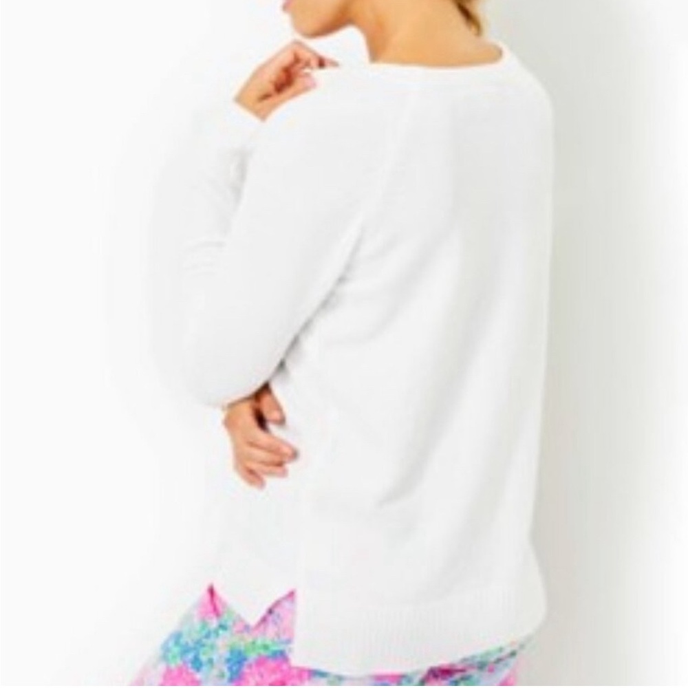 Praxon Sweater - white, super soft with gold button accents on sleeves. - Picture 2 of 5